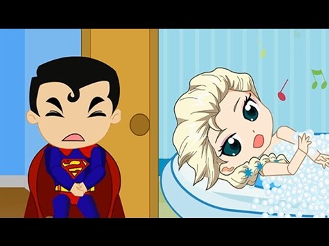 Frozen Elsa Hogs Toilet & Superhero Gets Impatient New Episodes! Finger Family Song Nursery Rhymes