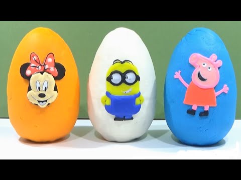 Play Doh Surprise Eggs Peppa Pig Español! Kinder Egg Surprise Minnie Mouse Bowtique Minions Toys